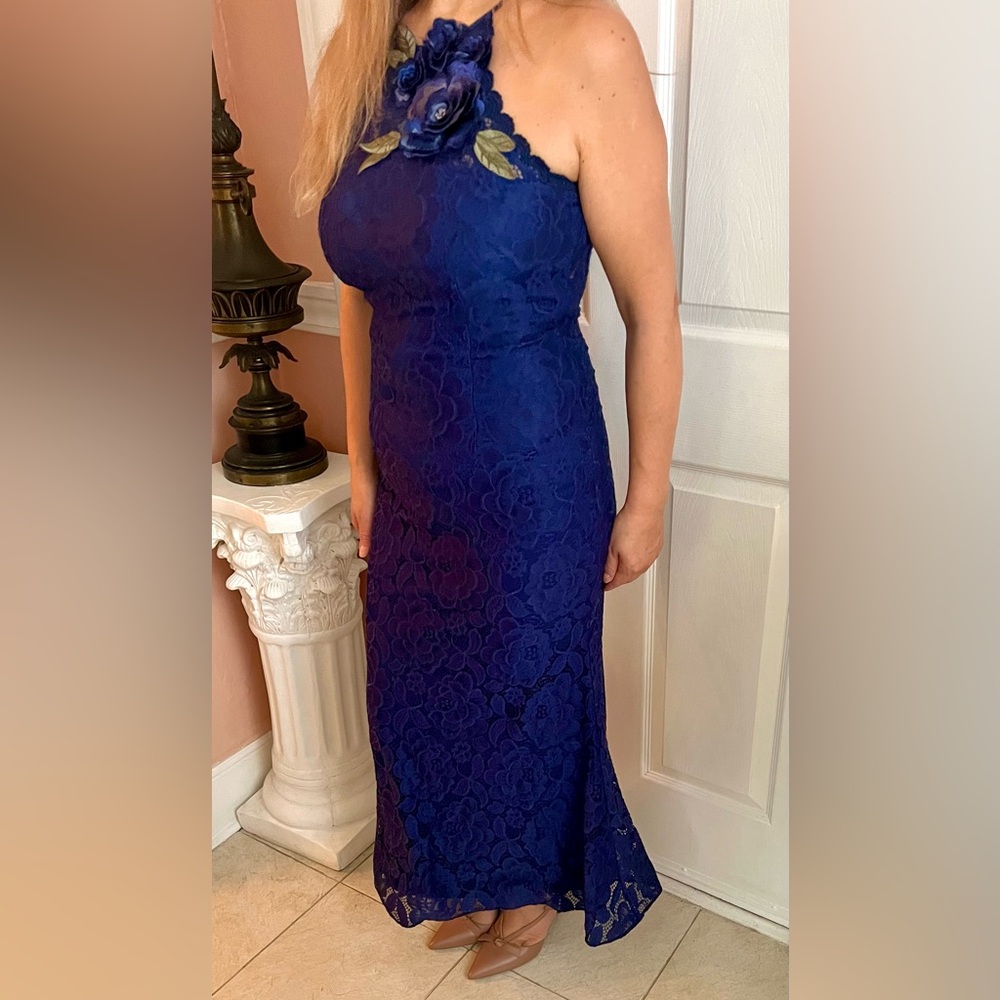 Betsy & Adam Navy Blue Lace Dress
